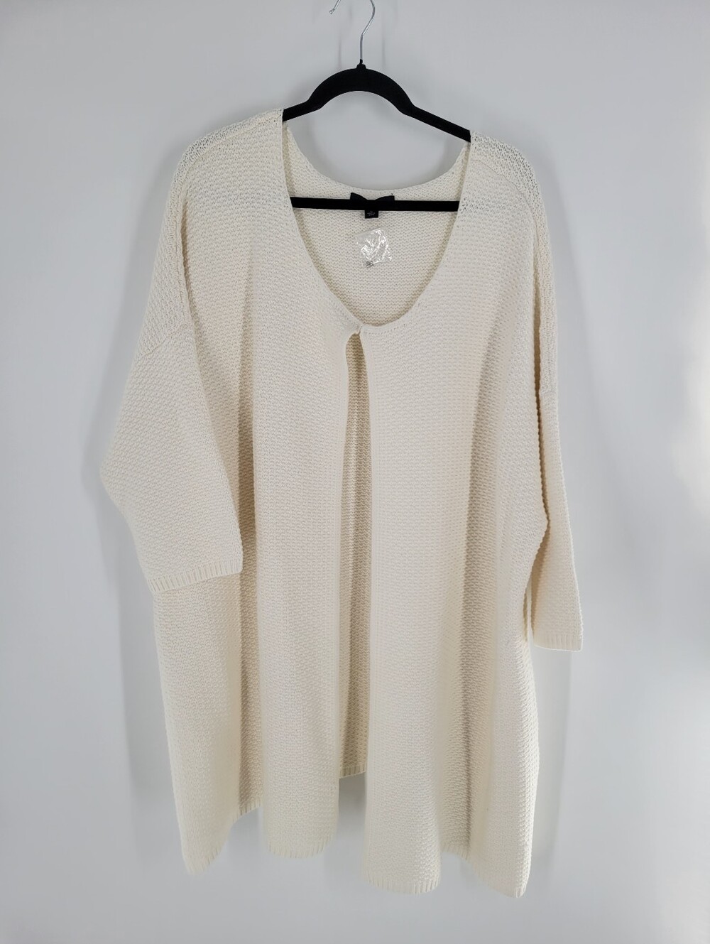 Ellos Cream Open-Front Knit Women's Sweater Cardigan Size 3X